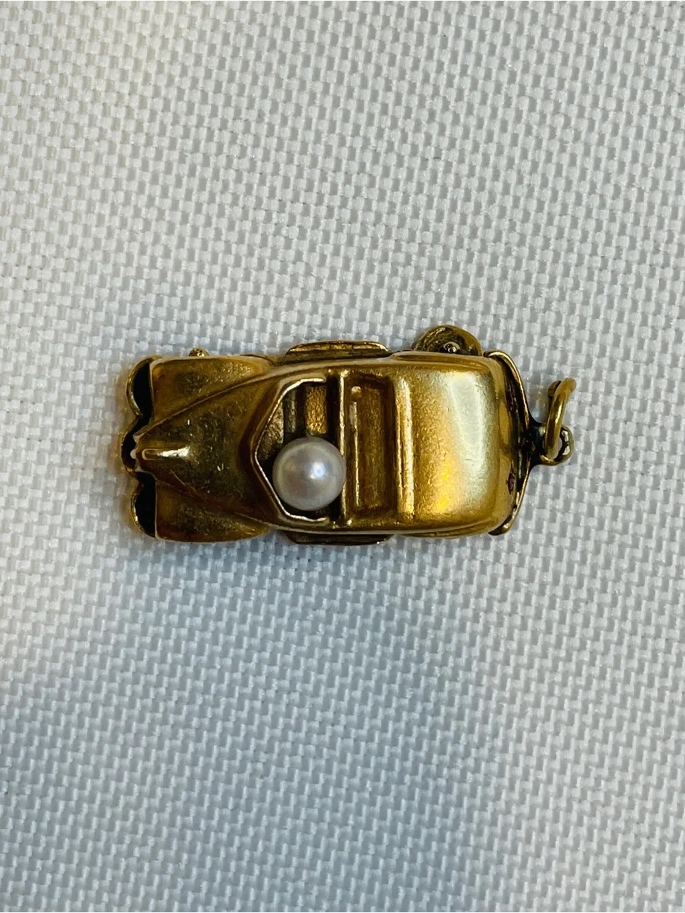 Vintage 14K Yellow Gold Convertible Car Pearl Driver Charm Pendant